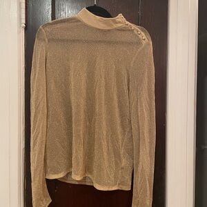 Beautiful golden mesh top! Perfect for layering or with a tank underneath.